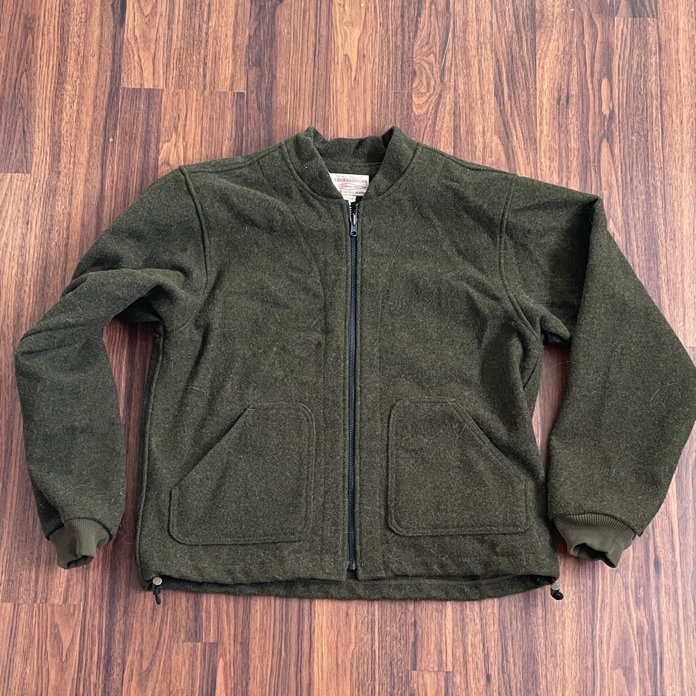 Filson Mackinaw Wool Green Zip-Up Made in USA